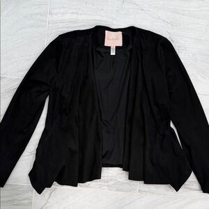 Hutch Anthropology Black Faux Suede Draped Jacket